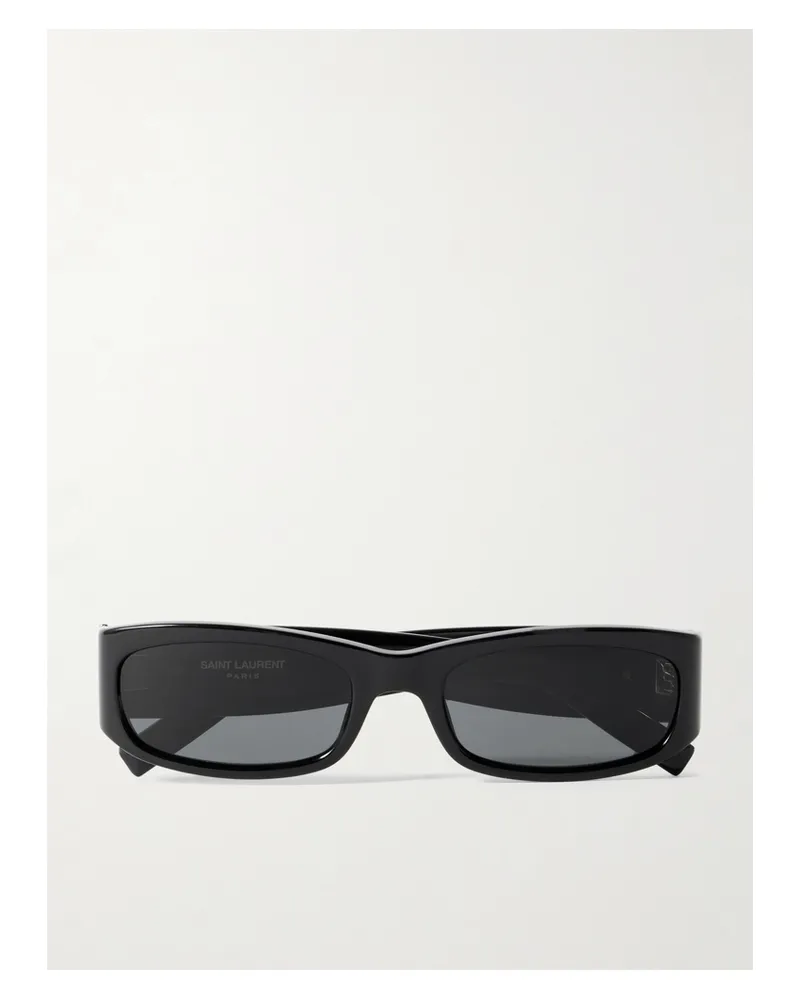 Saint Laurent Rectangle-frame Acetate Sunglasses - Black Black