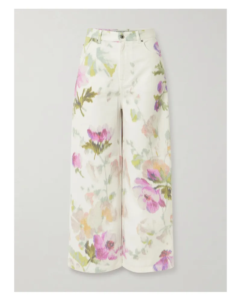 Loewe Hoch Sitzende Jeans Mit Geradem Bein Und Blumenprint - Weiß Weiß