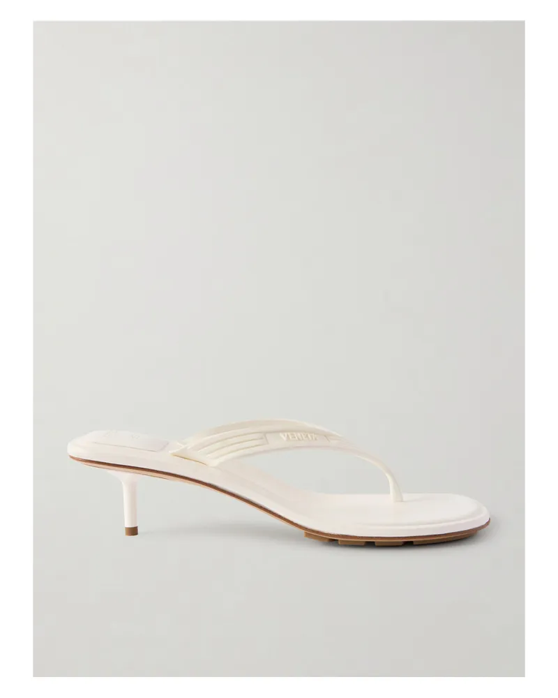 Bottega Veneta Sampieri Thong Leather-trimmed And Rubber Sandals - White White