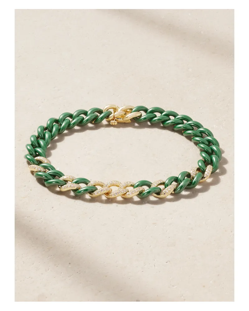 SHAY Medium Link 18-karat Gold, Ceramic And Diamond Bracelet - Green Green