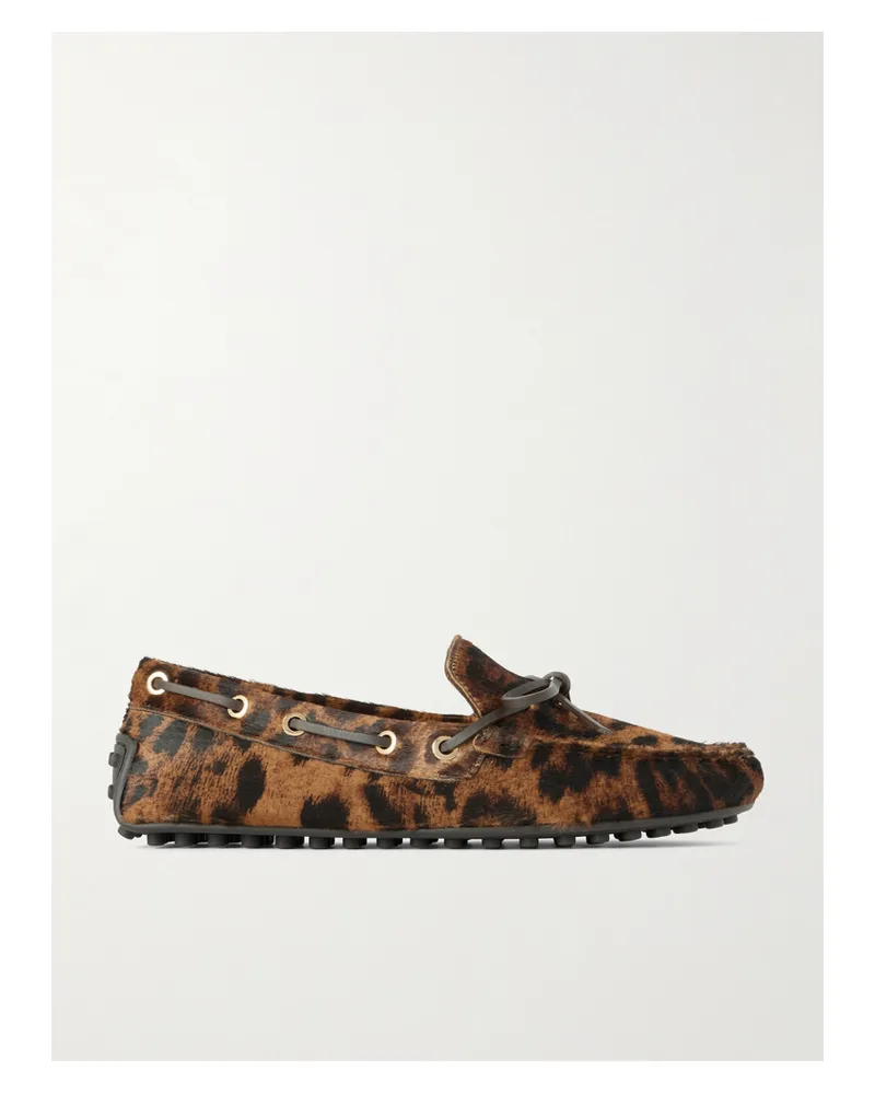 TOD'S Gommino Bootsschuhe Aus Kalbshaar Mit Leopardenprint Und Lederdetail - Animal-Print Animal-print