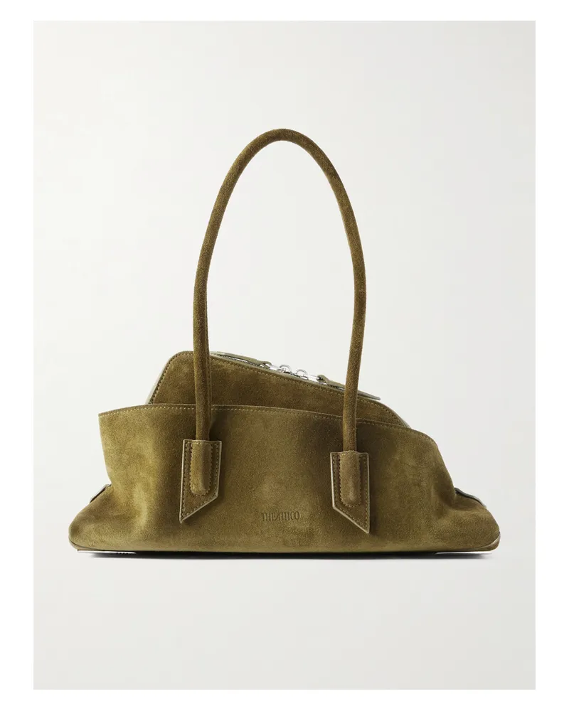 ATTICO La Passeggiata Small Asymmetric Suede Tote - Green Green