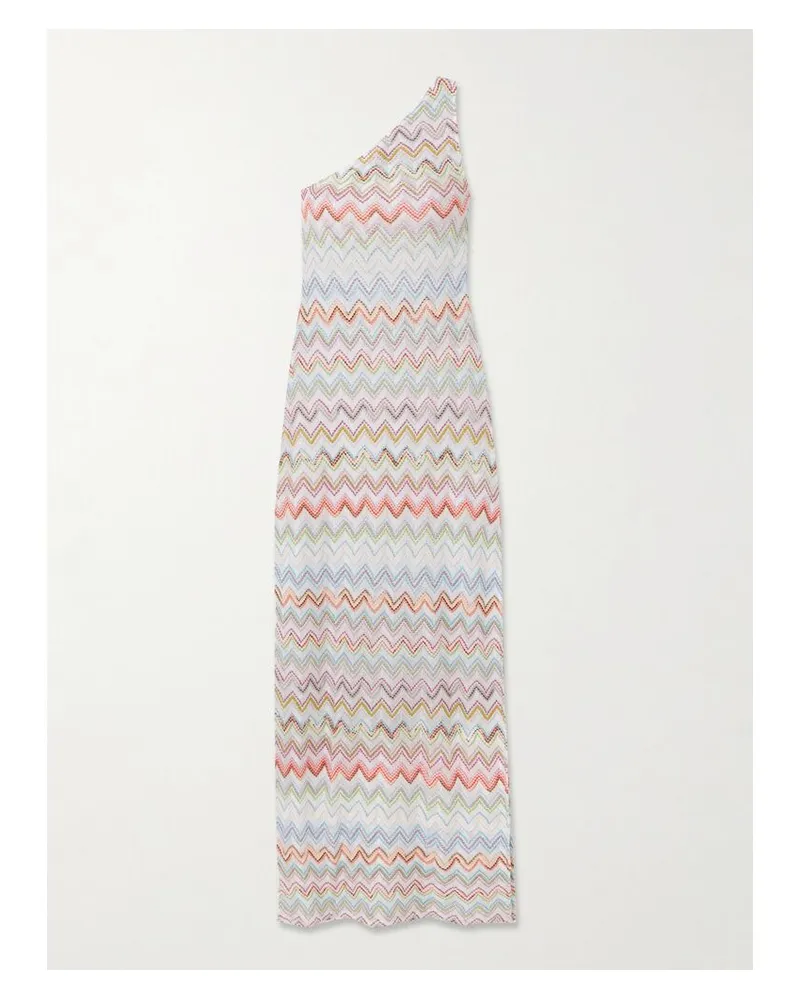 Missoni Asymmetrisches Strandkleid Aus Gestreiftem Metallic-häkelstrick - Mehrfarbig Mehrfarbig