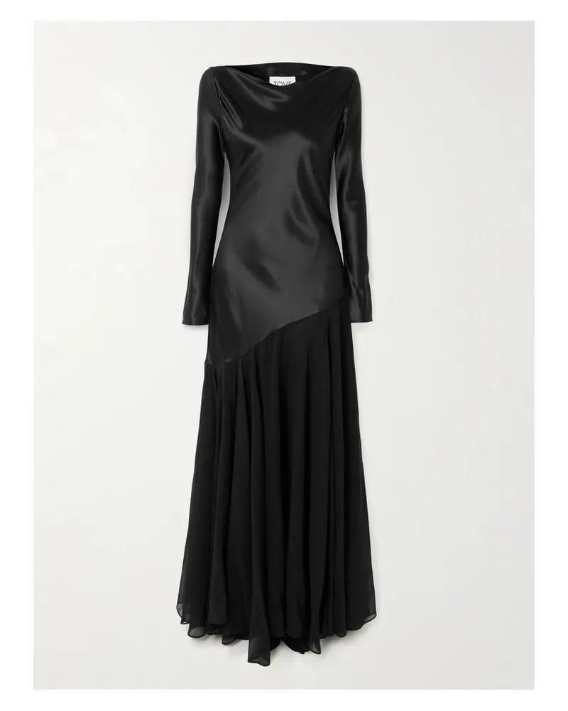 TOVE Cordelia Silk-satin And -chiffon Gown - Black Black