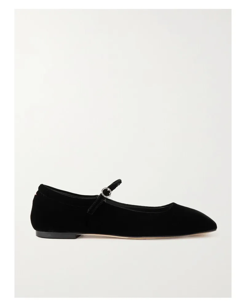 aeyde Uma Mary-jane-ballerinas Aus Samt - Schwarz Schwarz