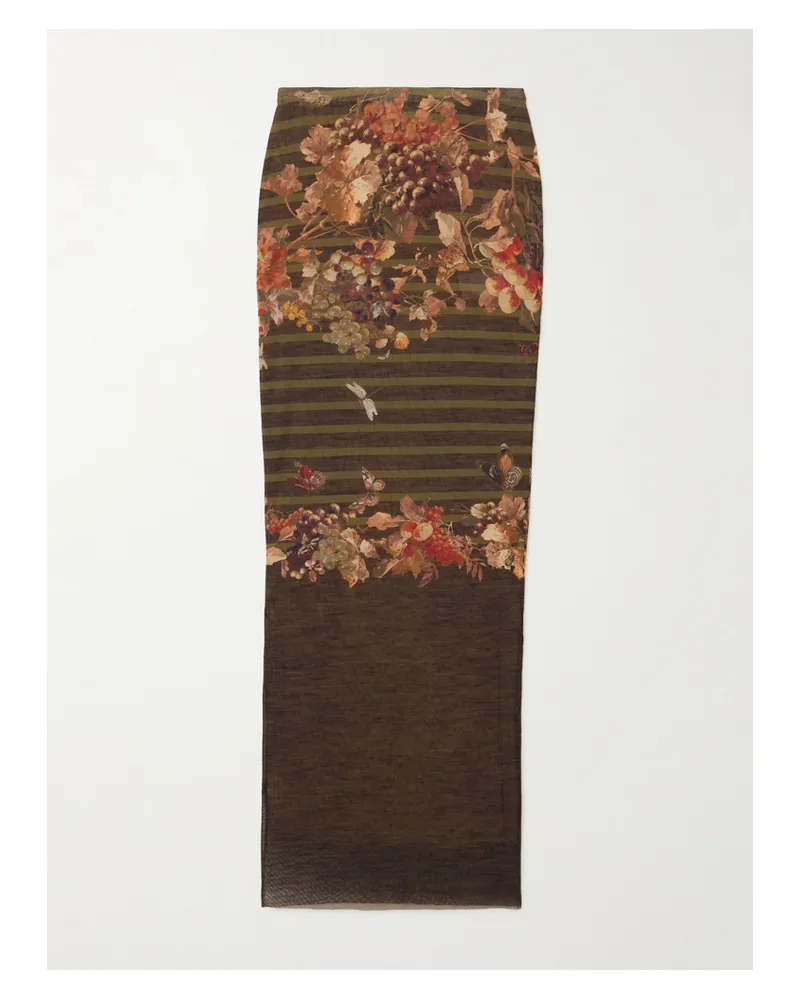 Jean Paul Gaultier Marinière Grape Printed Mesh Skirt - Green Green