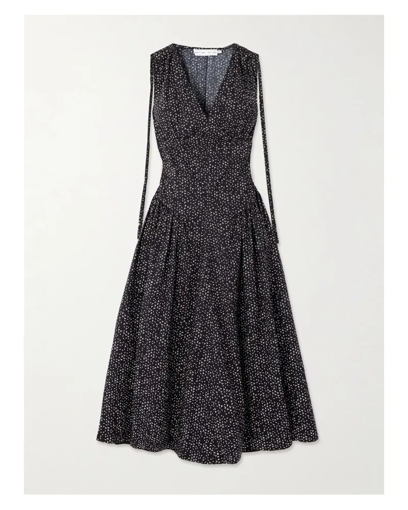Proenza Schouler Clayton Midikleid Aus Bedruckter Baumwollpopeline Mit Falten - Grau Grau