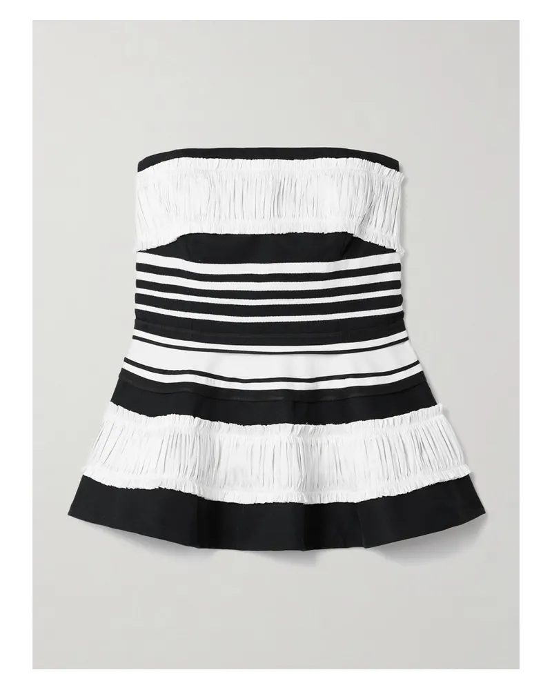 Christopher John Rogers Trägerloses Bustier Aus Gestreiftem Twill Aus Einer Baumwoll-seidenmischung Mit Taft- Und Ripsbandbesätzen - Mehrfarbig Mehrfarbig