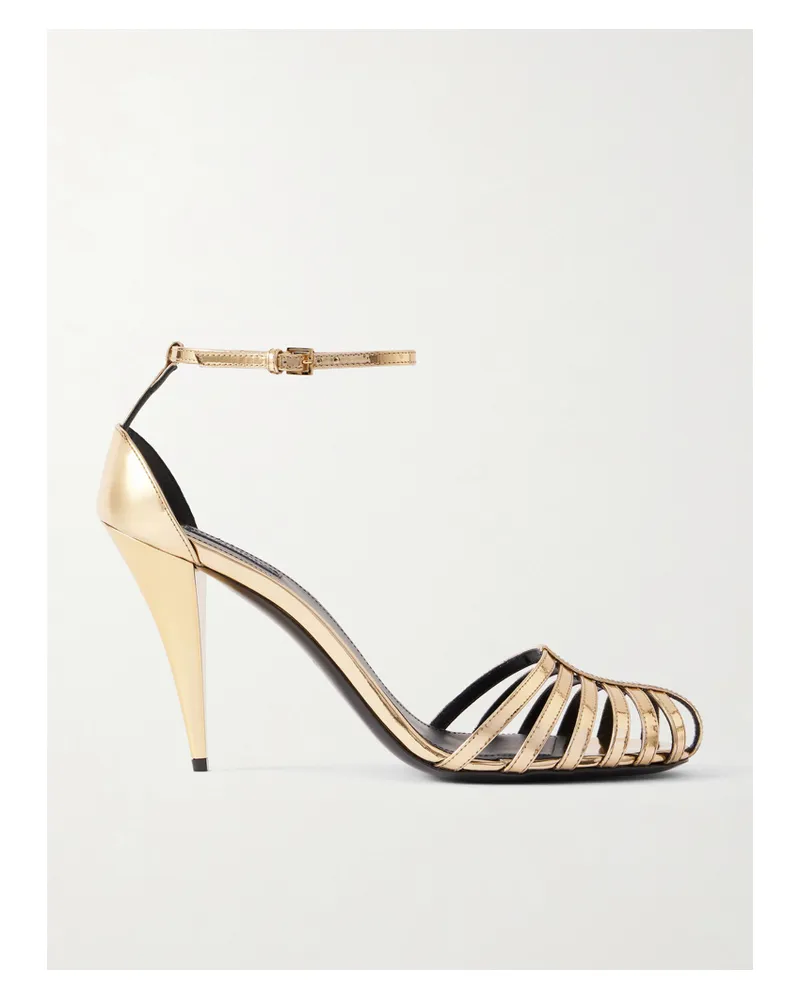 Givenchy Cage Sandalen Aus Metallic-leder - Gold Gold