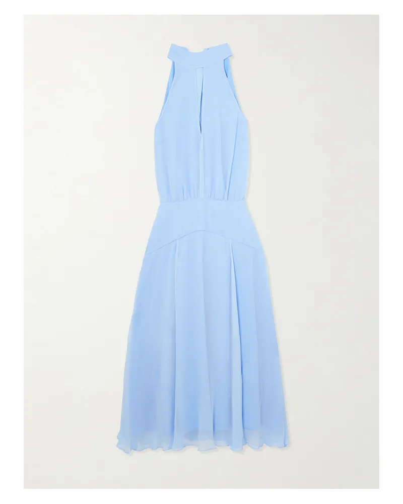 STAUD Camryn Cutout Crepon Midi Dress - Blue Blue
