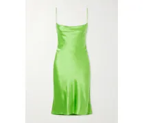Draped Silk-satin Mini Dress - Green