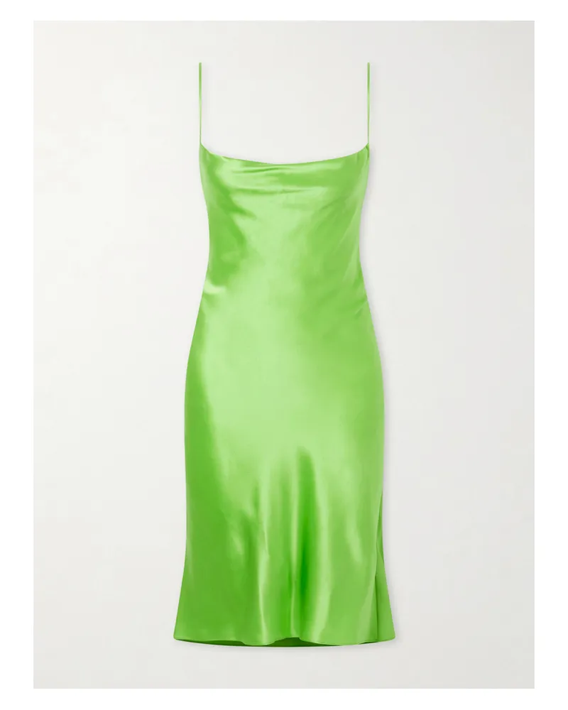 Saint Laurent Draped Silk-satin Mini Dress - Green Green