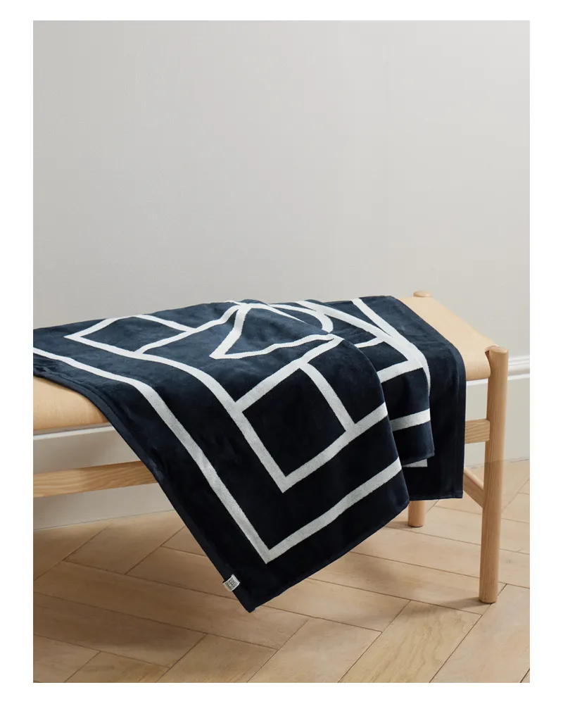 Totême Strandtuch Aus Baumwollfrottee Mit Jacquard-logomuster - Blau Blau