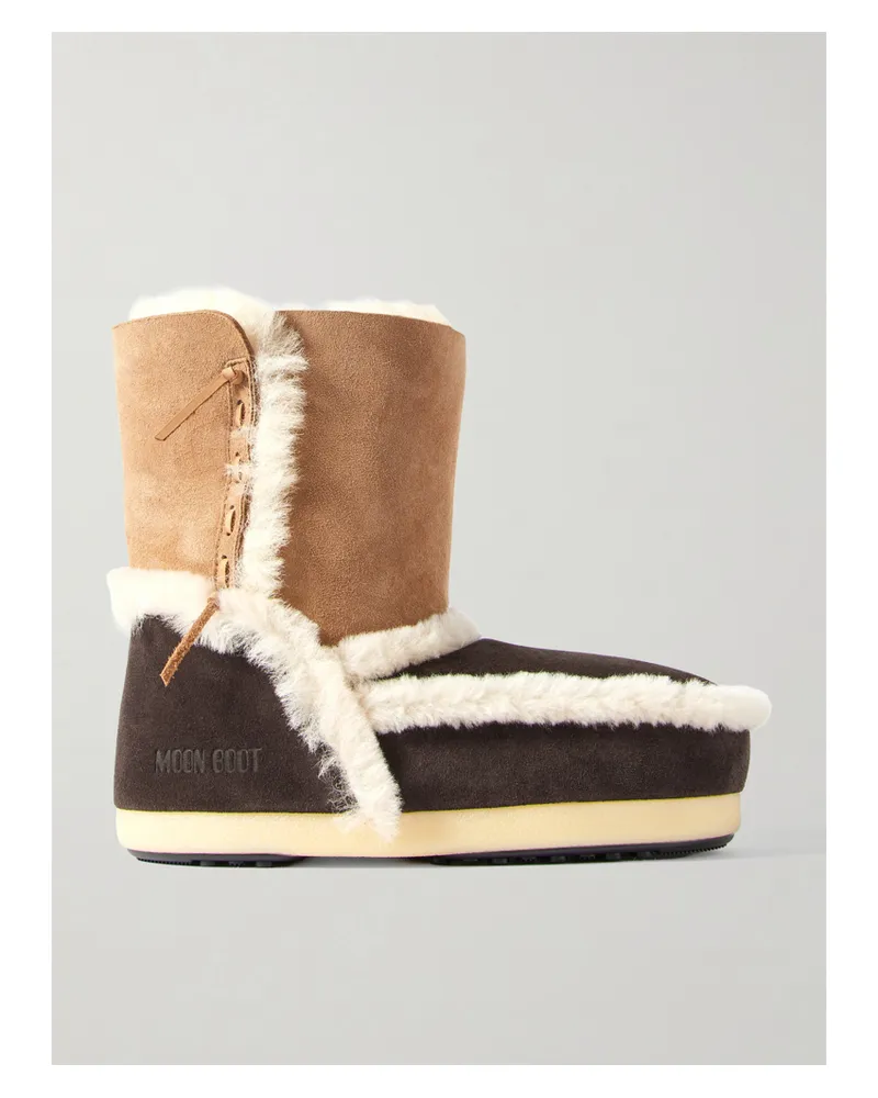 Moon Boot Evx Schneestiefel Aus Veloursleder Mit Shearling-besätzen - Braun Braun