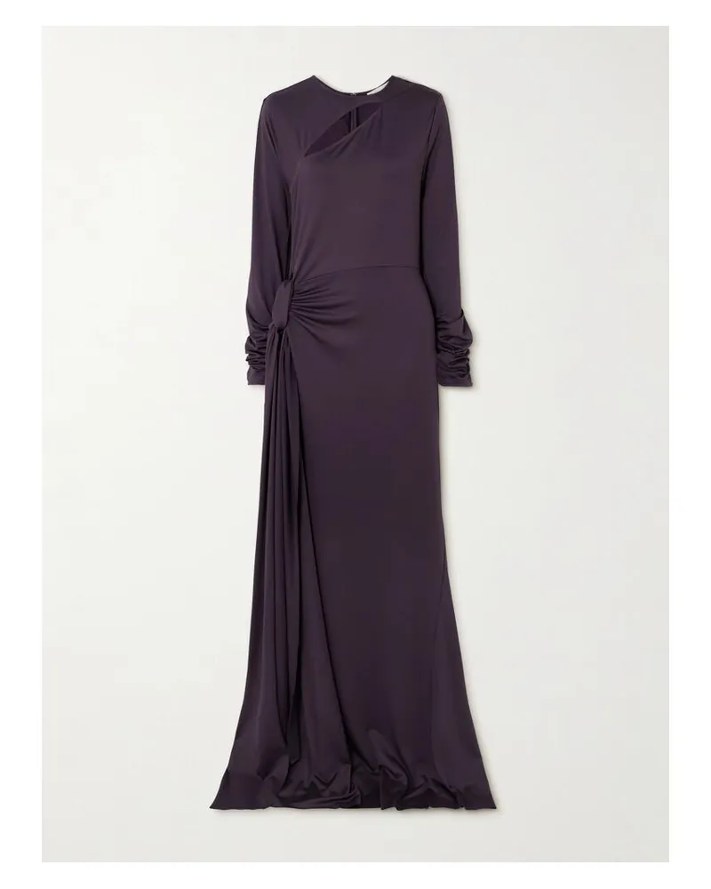 Victoria Beckham Robe Aus Stretch-jersey Mit Raffungen Und Cut-out Zum Binden - Lila Lila