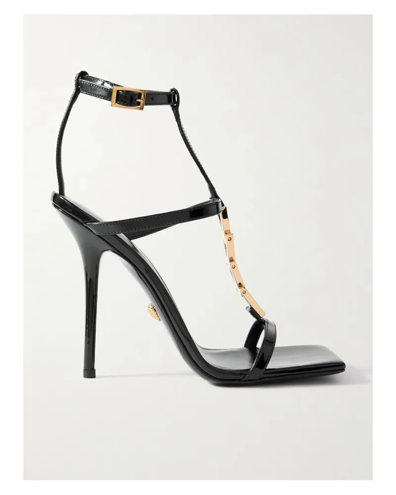 Versace Sandalen Aus Leder Mit Verzierung - Schwarz Schwarz