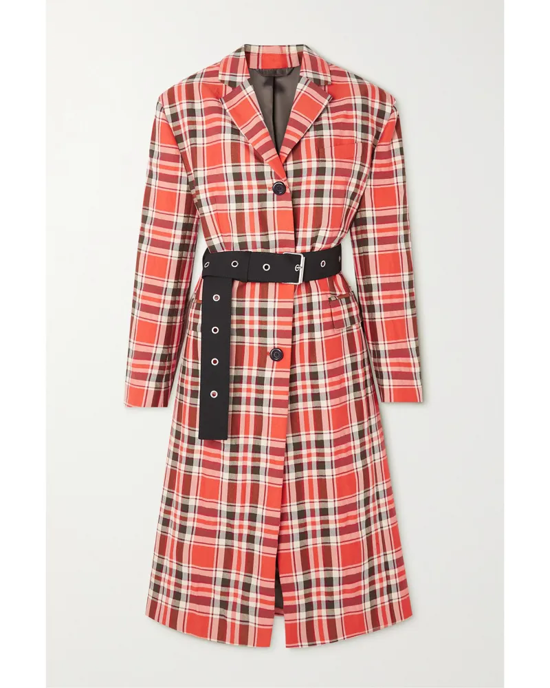 Acne Studios Mantel Aus Kariertem Twill Aus Einer Baumwollmischung Mit Gürtel - Rot Rot
