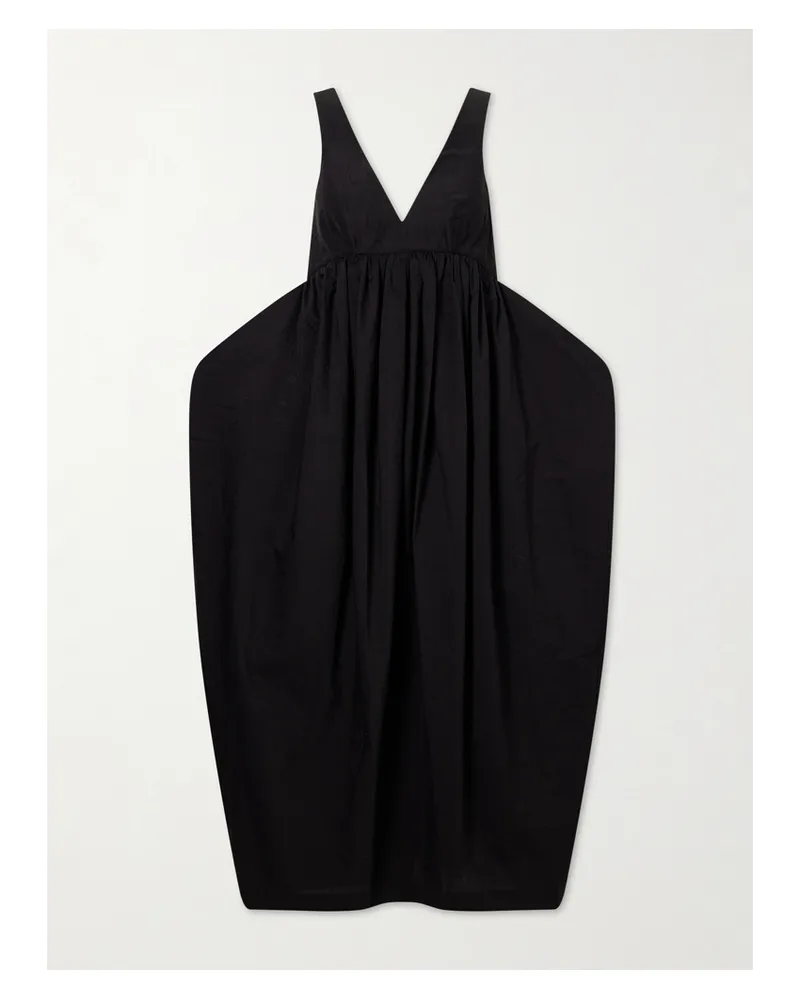 Róhe Open-back Cotton-blend Maxi Dress - Black Black
