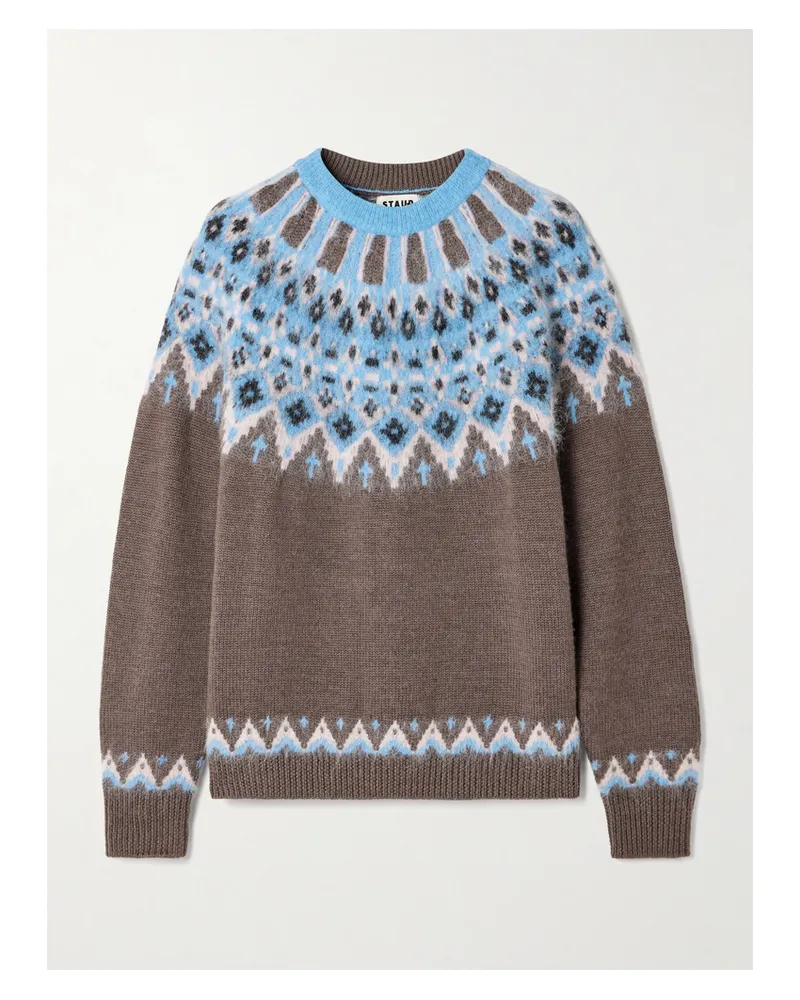 STAUD Zane Pullover Aus Einer Wollmischung Mit Fair-isle-muster - Braun Braun