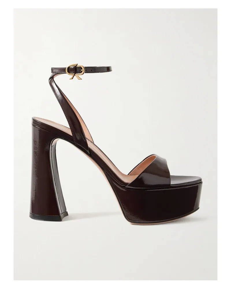 Gianvito Rossi Nancy 110 Plateausandalen Aus Lackleder - Burgunder Burgunder