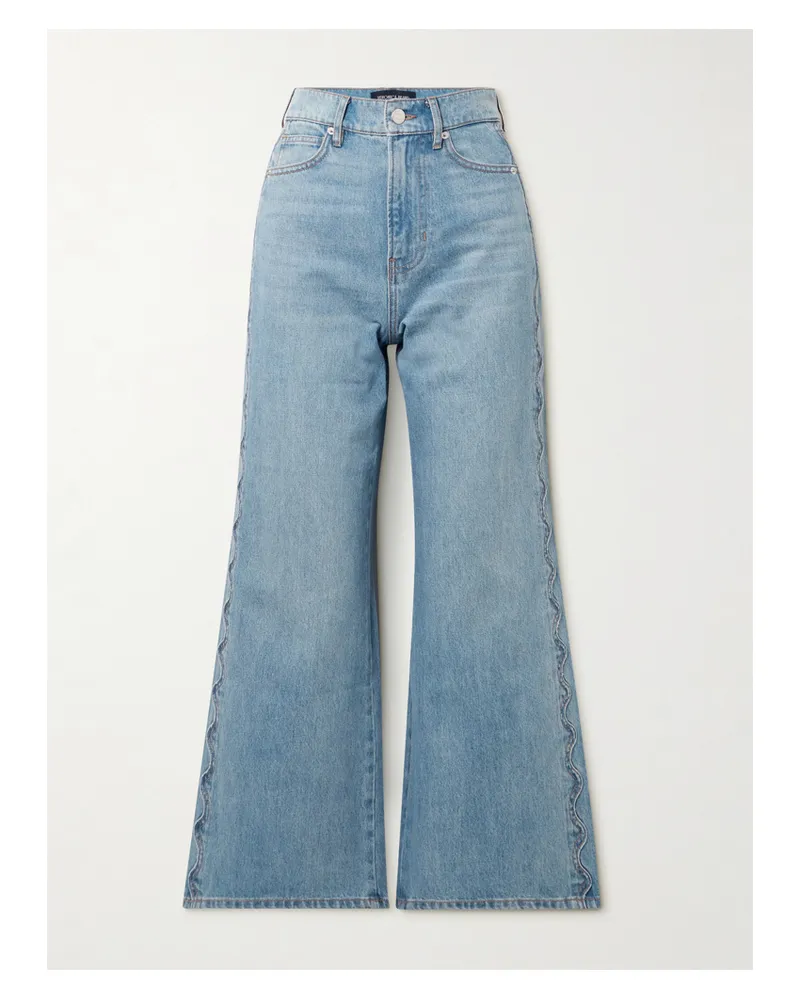 Veronica Beard Taylor Verkürzte, Hoch Sitzende Jeans Mit Weitem Bein Und Wellenkanten - Blau Blau