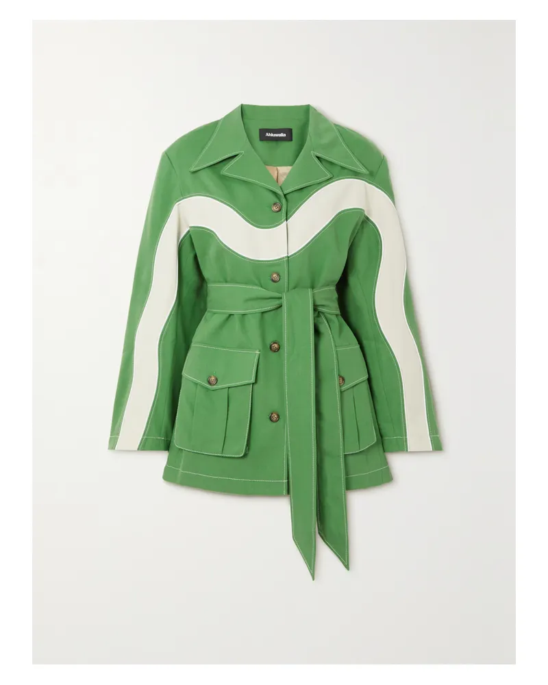 AHLUWALIA Lagos Jacke Aus Lyocell-twill Und Stretch-baumwolle Mit Bindegürtel - Grün Grün