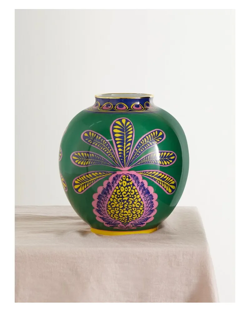 La DoubleJ Bubble Vase Aus Porzellan Mit Vergoldeten Details - Grün Grün