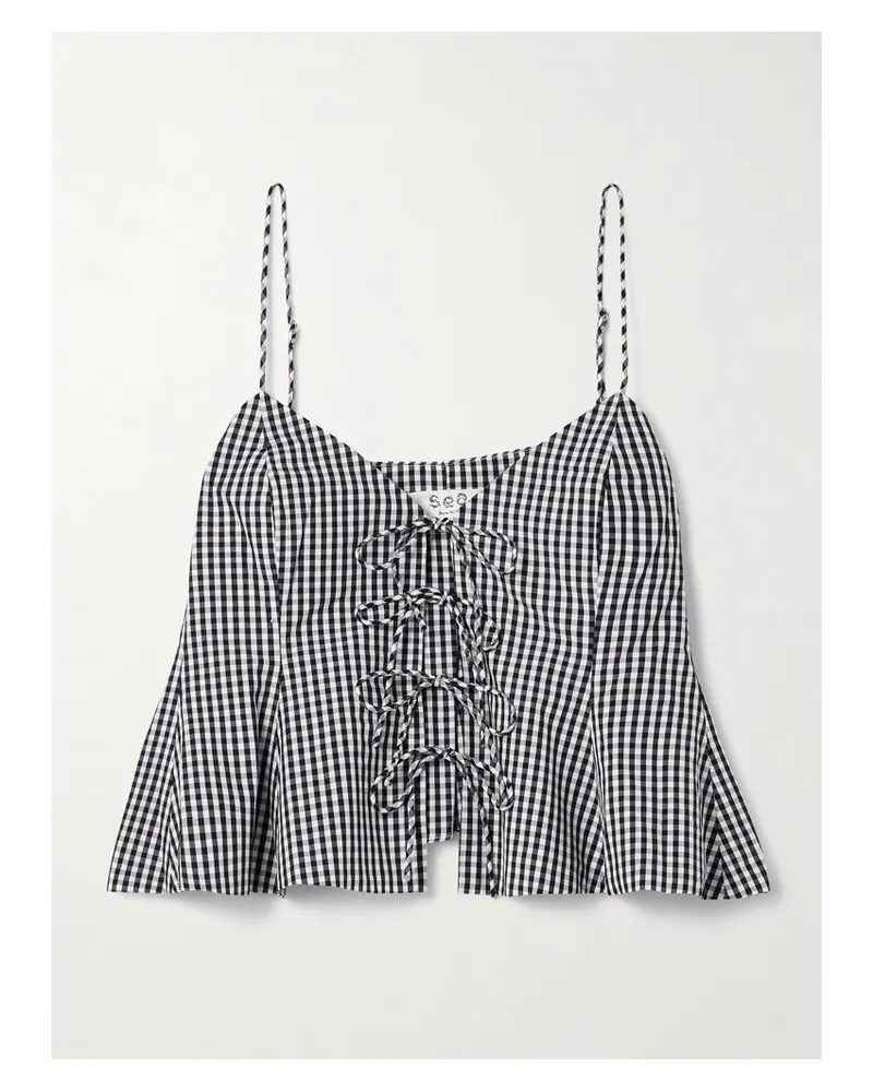Sea Neci Top Aus Baumwollpopeline Mit Gingham-karo - Schwarz Schwarz