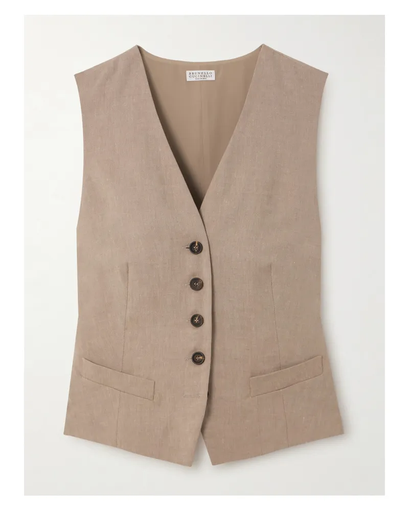 Brunello Cucinelli Weste Aus Einer Leinen-wollmischung - Braun Braun