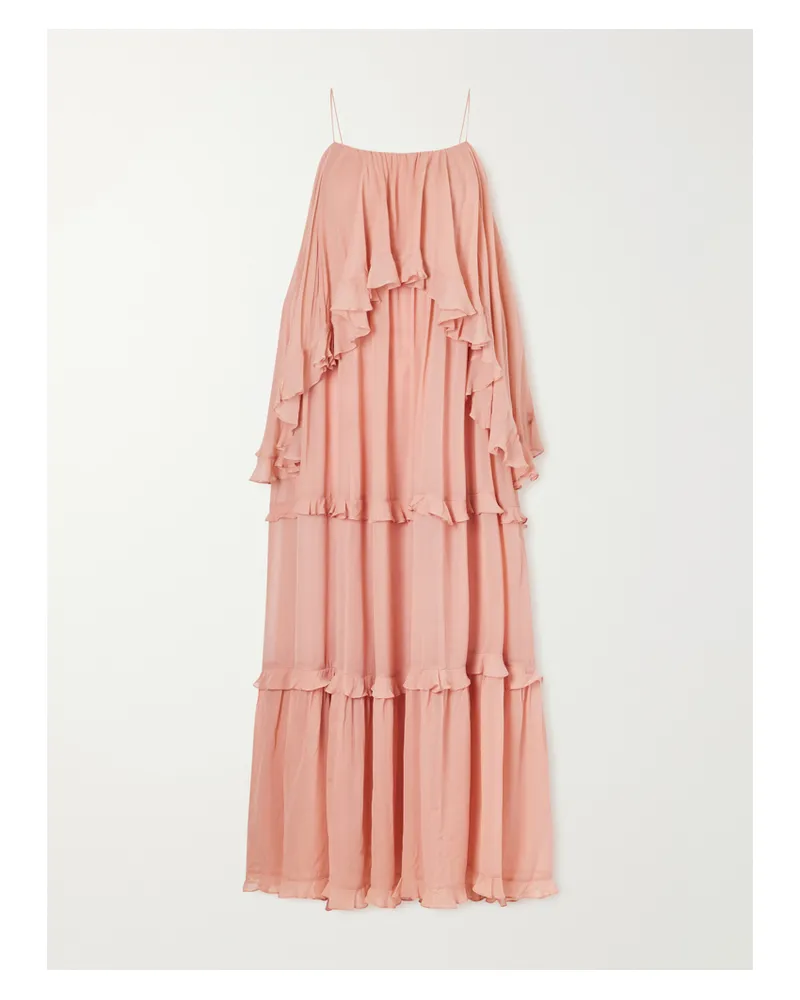 Zimmermann Ruffled Chiffon Maxi Dress - Pink Pink