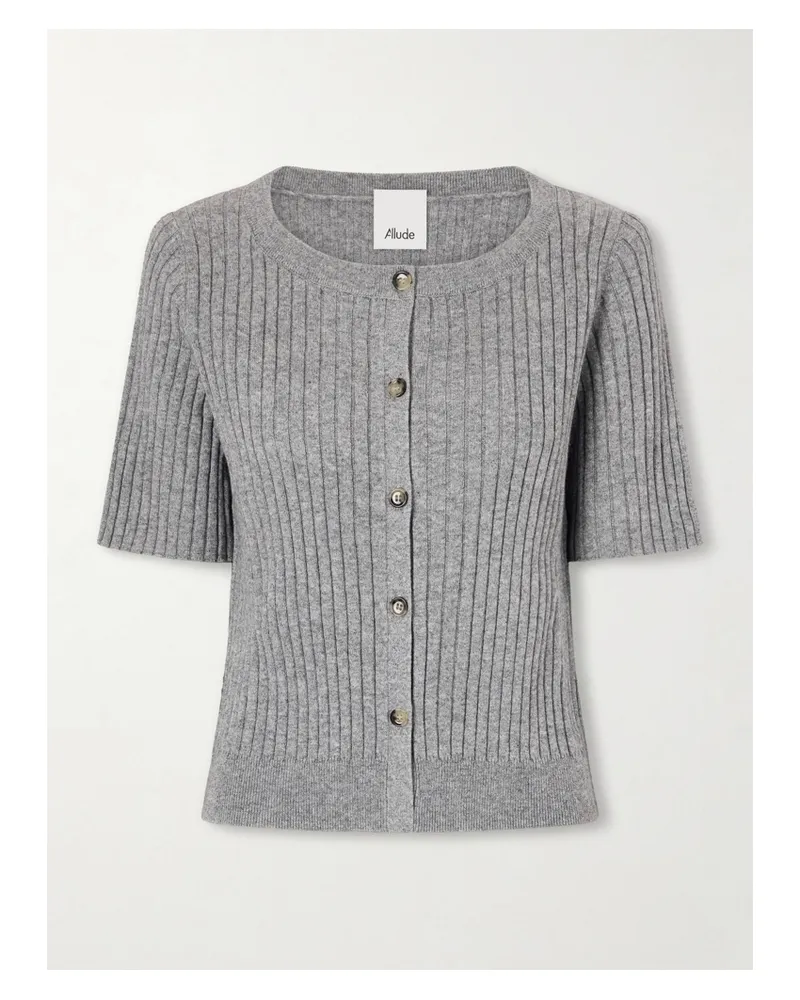 ALLUDE Cardigan Aus Einer Gerippten Baumwoll-kaschmirmischung - Grau Grau