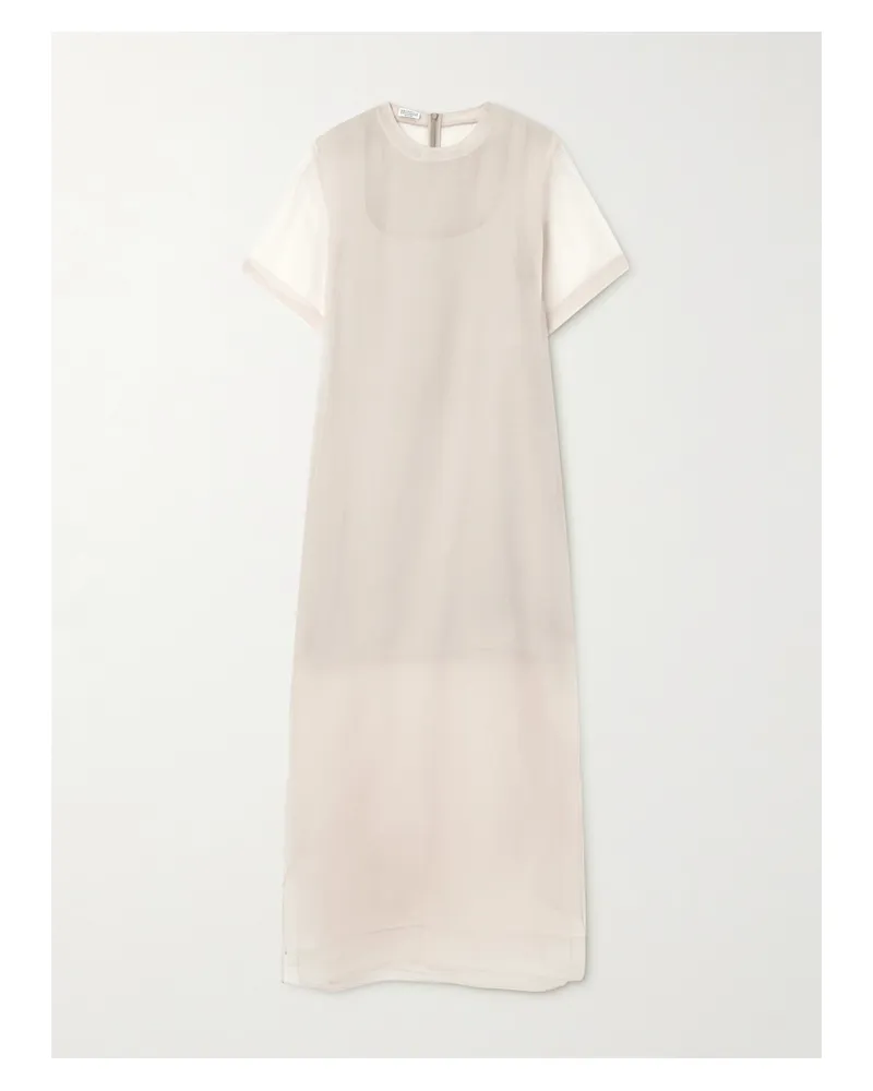 Brunello Cucinelli Maxikleid Aus Seidentüll - Neutral Neutral