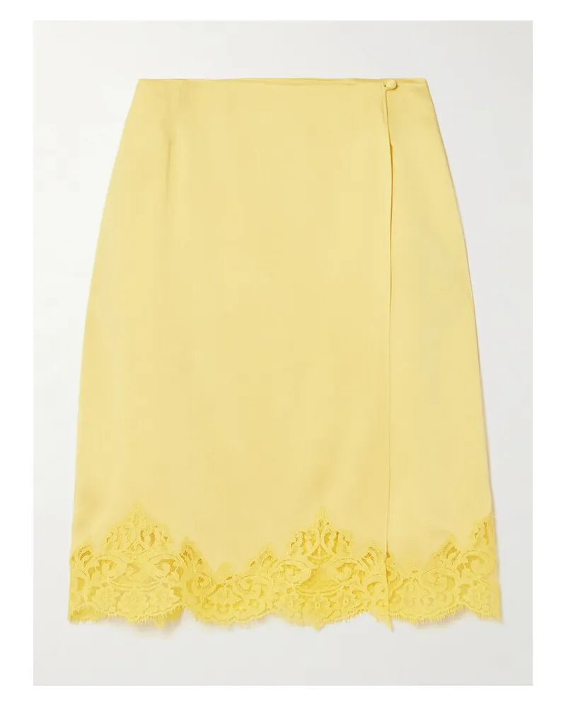 Stella McCartney Iconic Rock Aus Satin Mit Spitzenbesätzen Und Wickeleffekt - Gelb Gelb