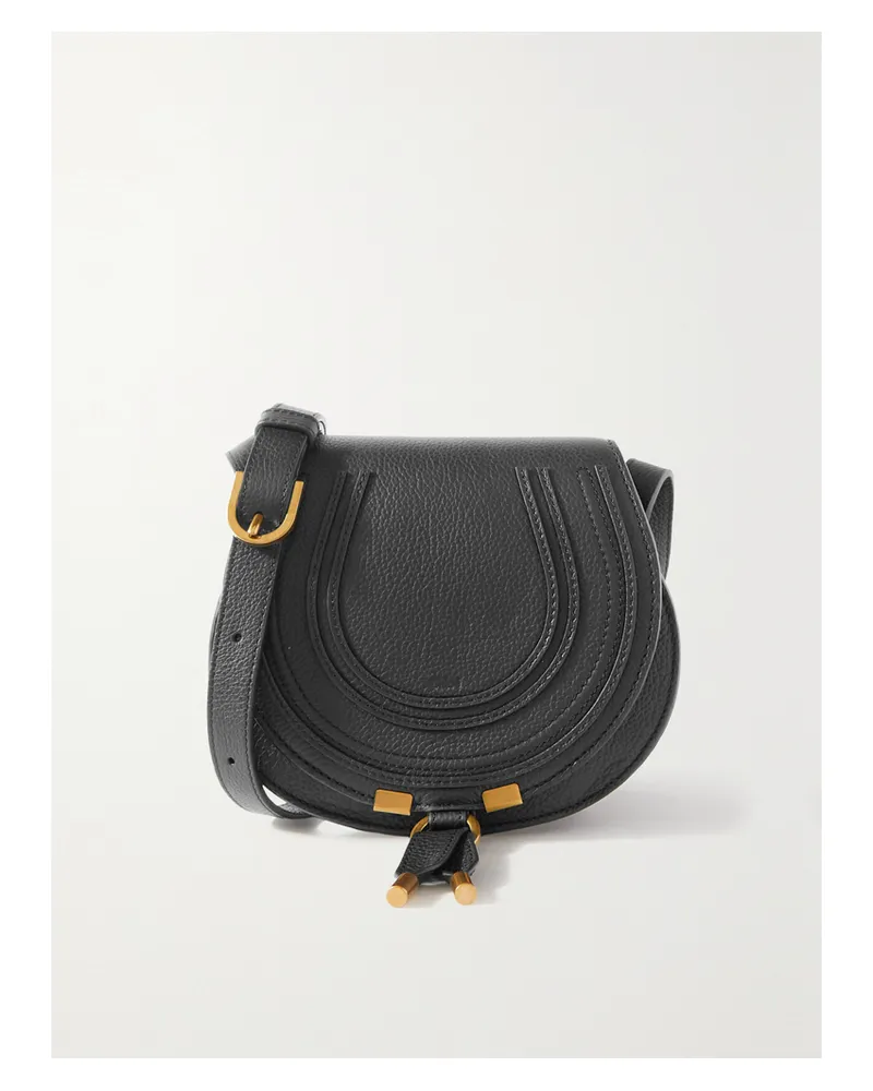 Chloé Marcie Mini Schultertasche Aus Strukturiertem Leder - Schwarz Schwarz