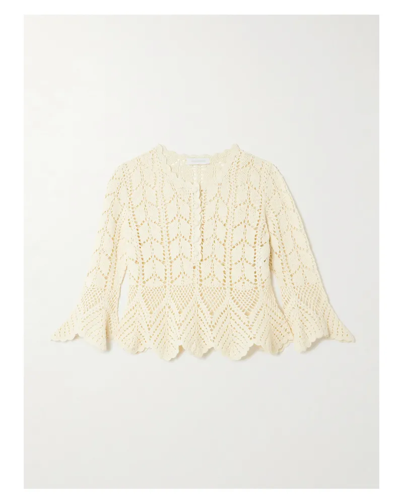 Zimmermann Awaken Scalloped Crocheted Cotton Top - Cream Cream