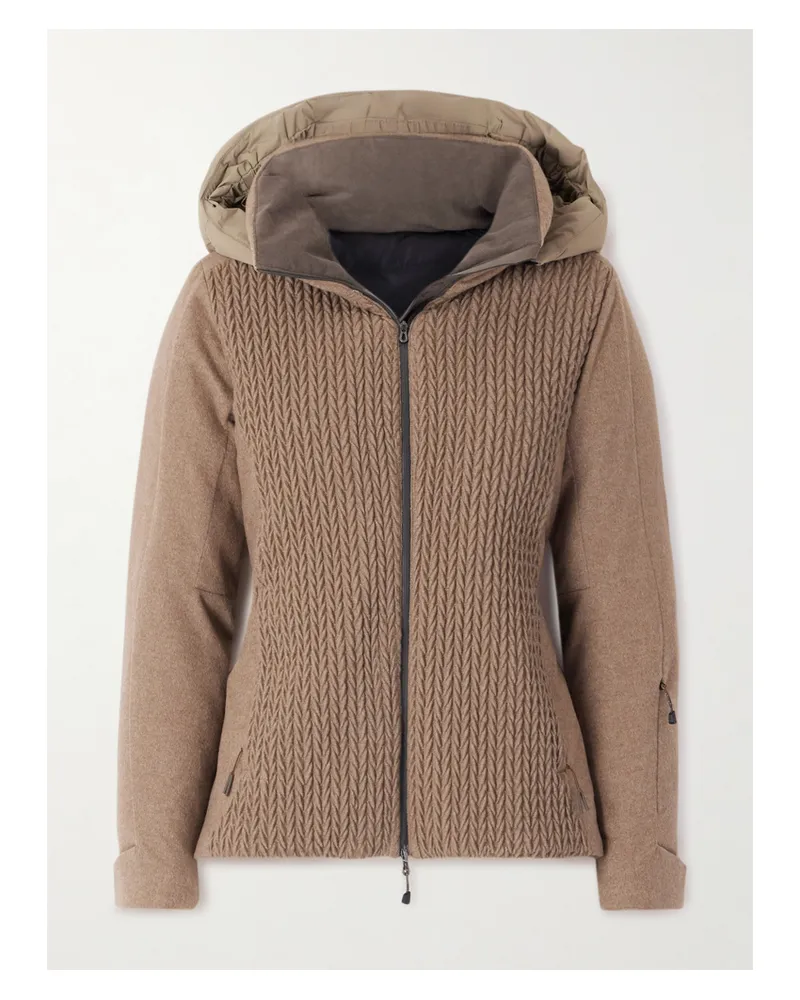 SEASE Armor 2.0 Hooded Padded Cable-knit Cashmere Ski Jacket - Brown Brown