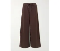Wide-leg Cotton-jersey Sweatpants - Brown
