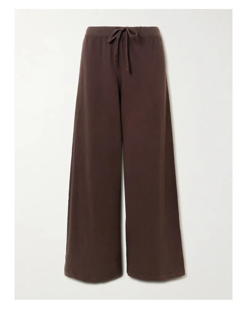 ÉTERNE Wide-leg Cotton-jersey Sweatpants - Brown Brown