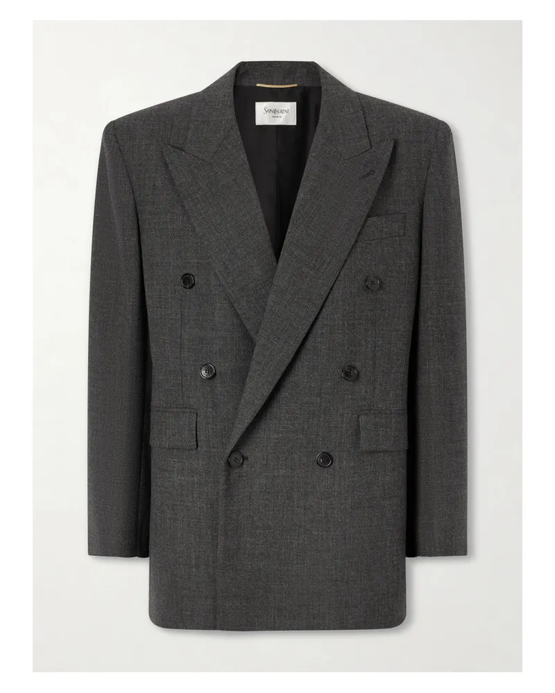Saint Laurent Wool Double-breasted Blazer - Gray Gray