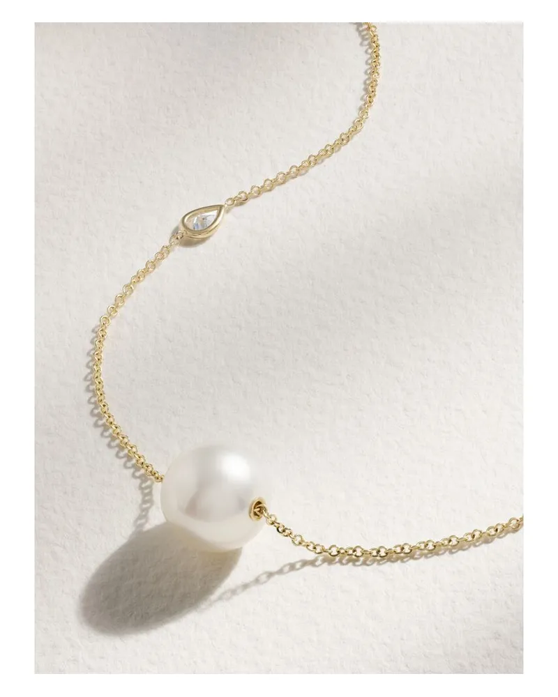 MIZUKI Kette Aus 14 Karat Gold Mit Perle Und Diamant Gold