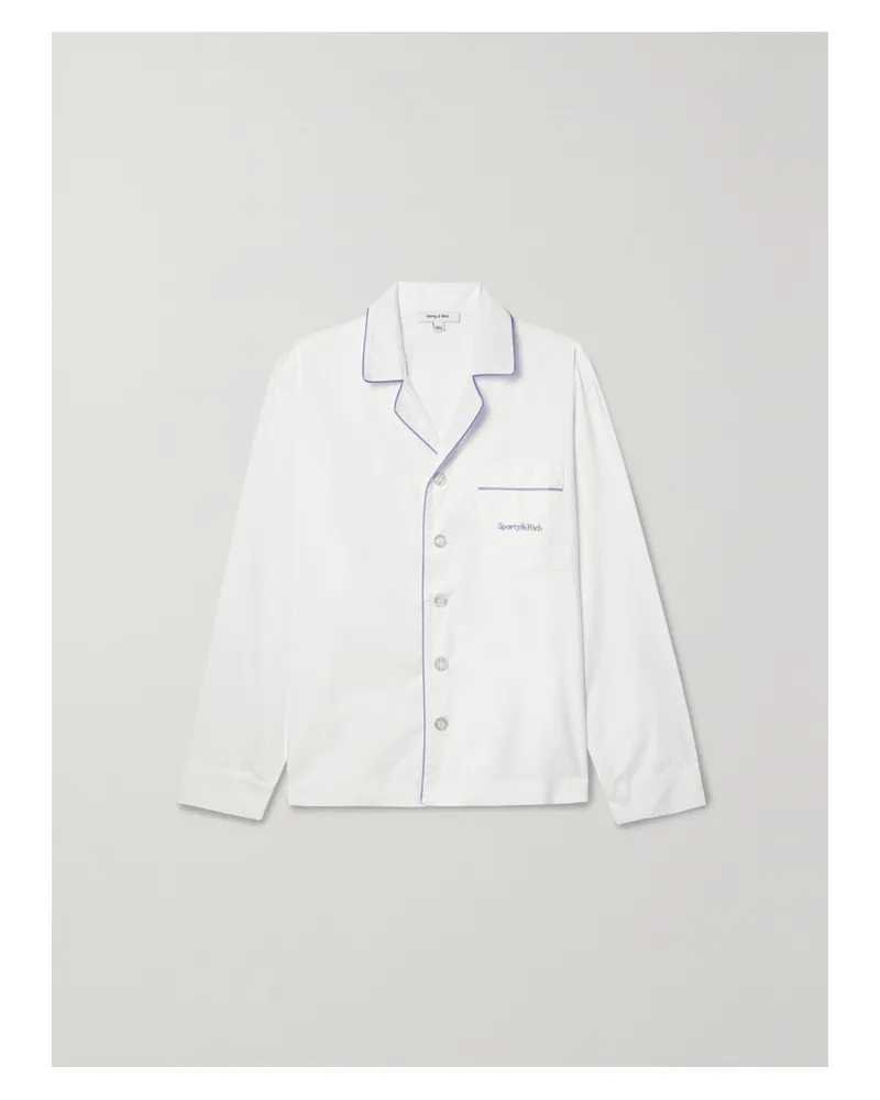 SPORTY & RICH Carter Hemd Aus Baumwollpopeline Mit Stickerei Und Paspeln - Weiß Weiß