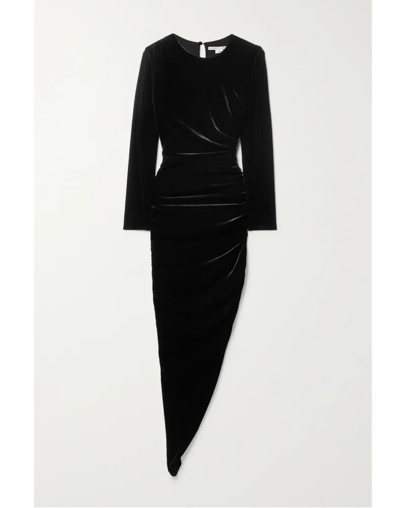 Veronica Beard Tristana Asymmetrisches Kleid aus Stretch-samt Schwarz
