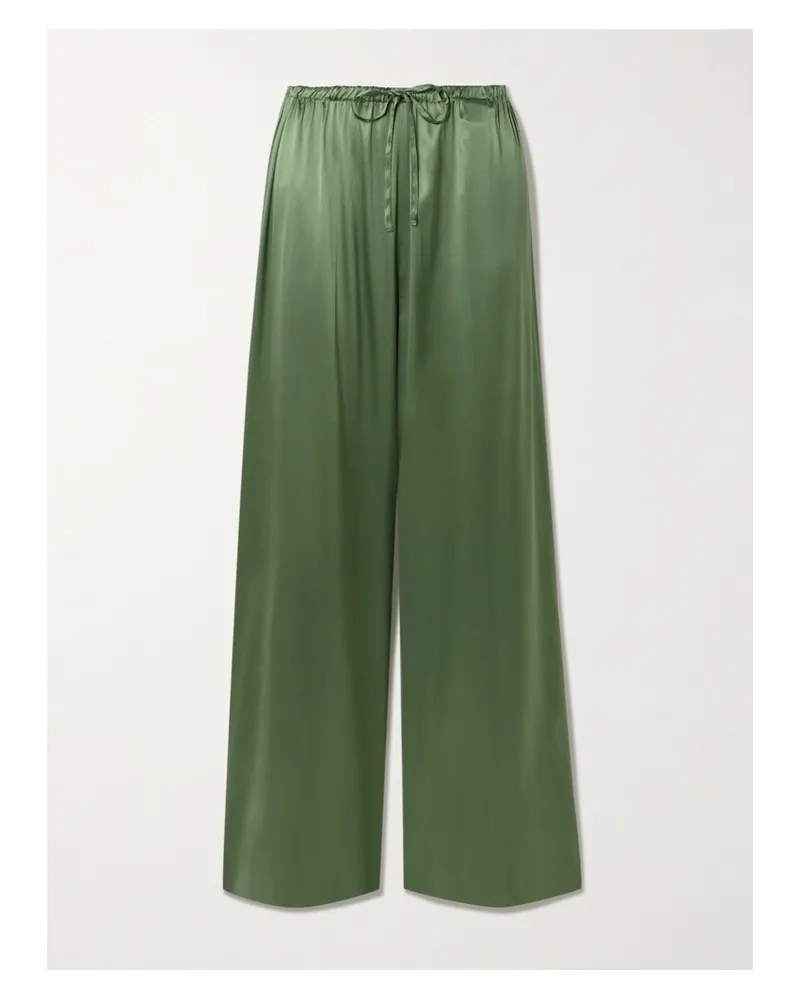 Dries van Noten Hose Mit Geradem Bein Aus Satin Aus Einer Seidenmischung - Grün Grün