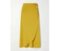 Julieta Stretch-jersey Wrap Midi Skirt - Yellow