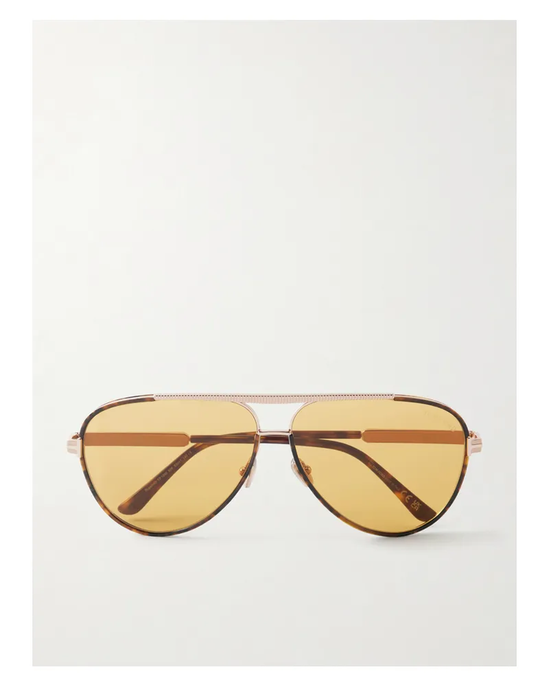 Tom Ford Rupert-02 Aviator-style Tortoiseshell And Metal Sunglasses - Multi Multi