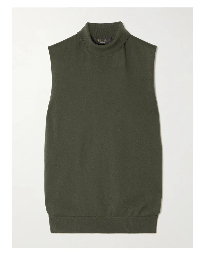 Loro Piana Piuma Cashmere Turtleneck Tank - Green Green
