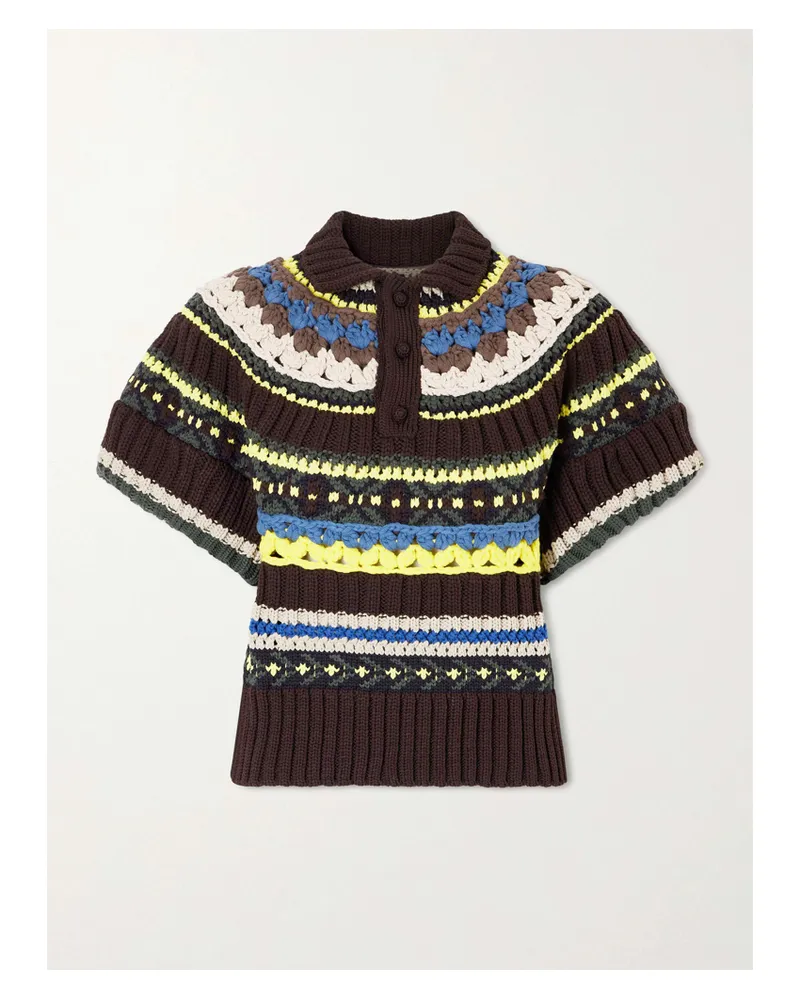 Sacai Striped Knitted Polo Shirt - Multi Multi
