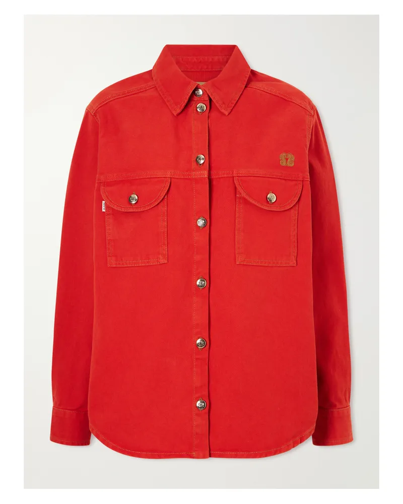 Blazé Milano Berber Embroidered Denim Shirt Red