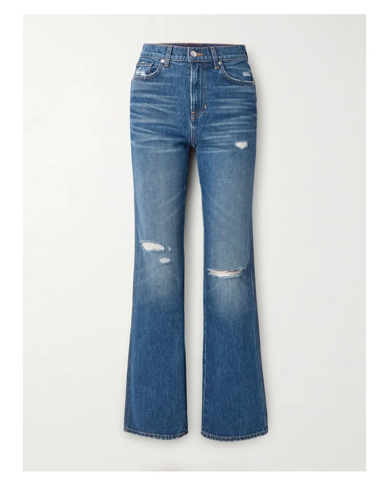 Veronica Beard Dylan Hoch Sitzende Jeans Mit Geradem Bein In Distressed-optik - Blau Blau