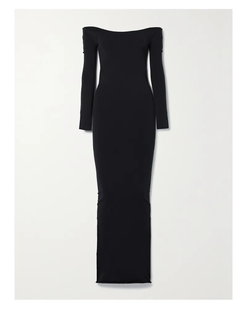 The Row Curitiba Schulterfreies Midikleid Aus Stretch-ponte - Schwarz Schwarz
